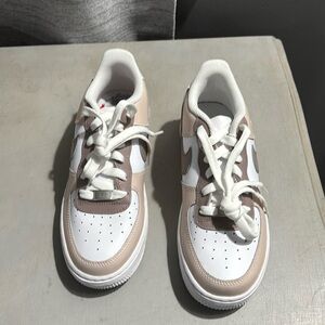 Custom painted Nike Air Force 1. Beige and cocoa color way